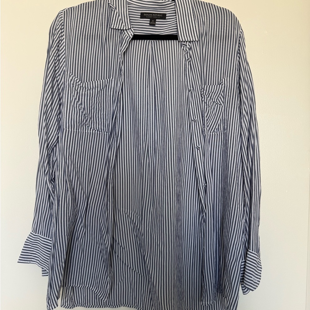 Blue and White Striped Shirt